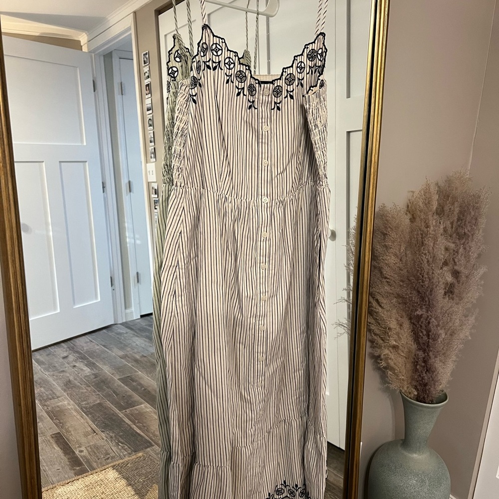 Madewell Navy and Cream Sleeveless Maxi Dress